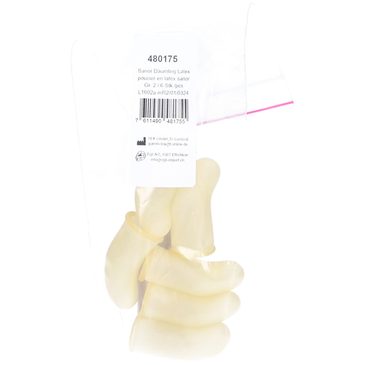 Sanor Däumling Latex Gr2 Btl 6 Stk St Fingerling