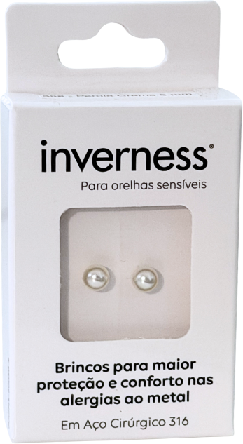 Inverness Sensitive Brinco Aço Cirúrgico Pérola Creme