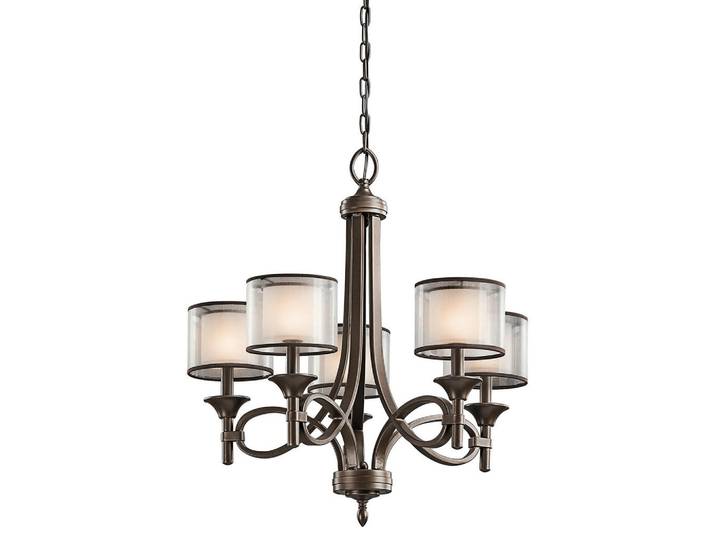 Elstead Lighting Kronleuchter Lacey, Bronzefarben, Metall, Glas, 63.5x75.6 cm, RoHS, Lampen & Leuchten, Innenbeleuchtung, Hängeleuchten, Kronleuchter