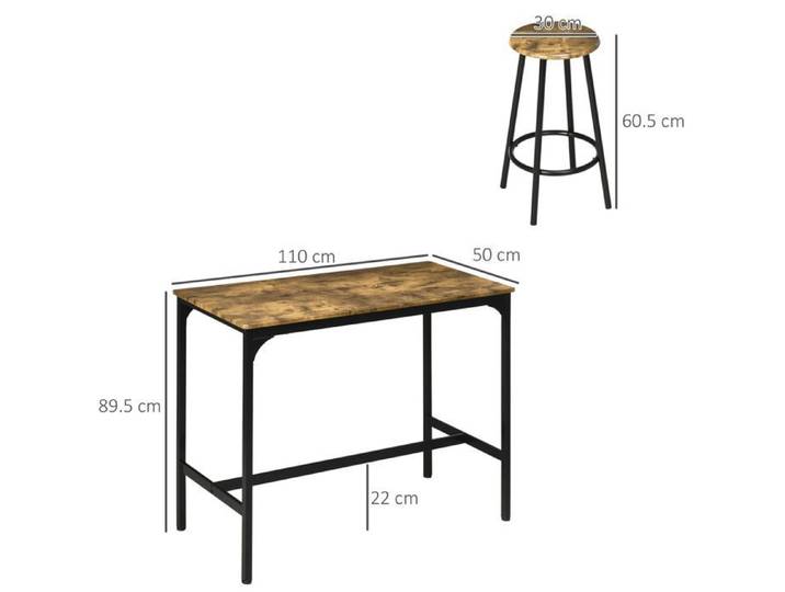 Ensemble table haute - SOGEU - HOMCOM 5 pièces - 110x50x90 cm - 4 tabourets - design industriel