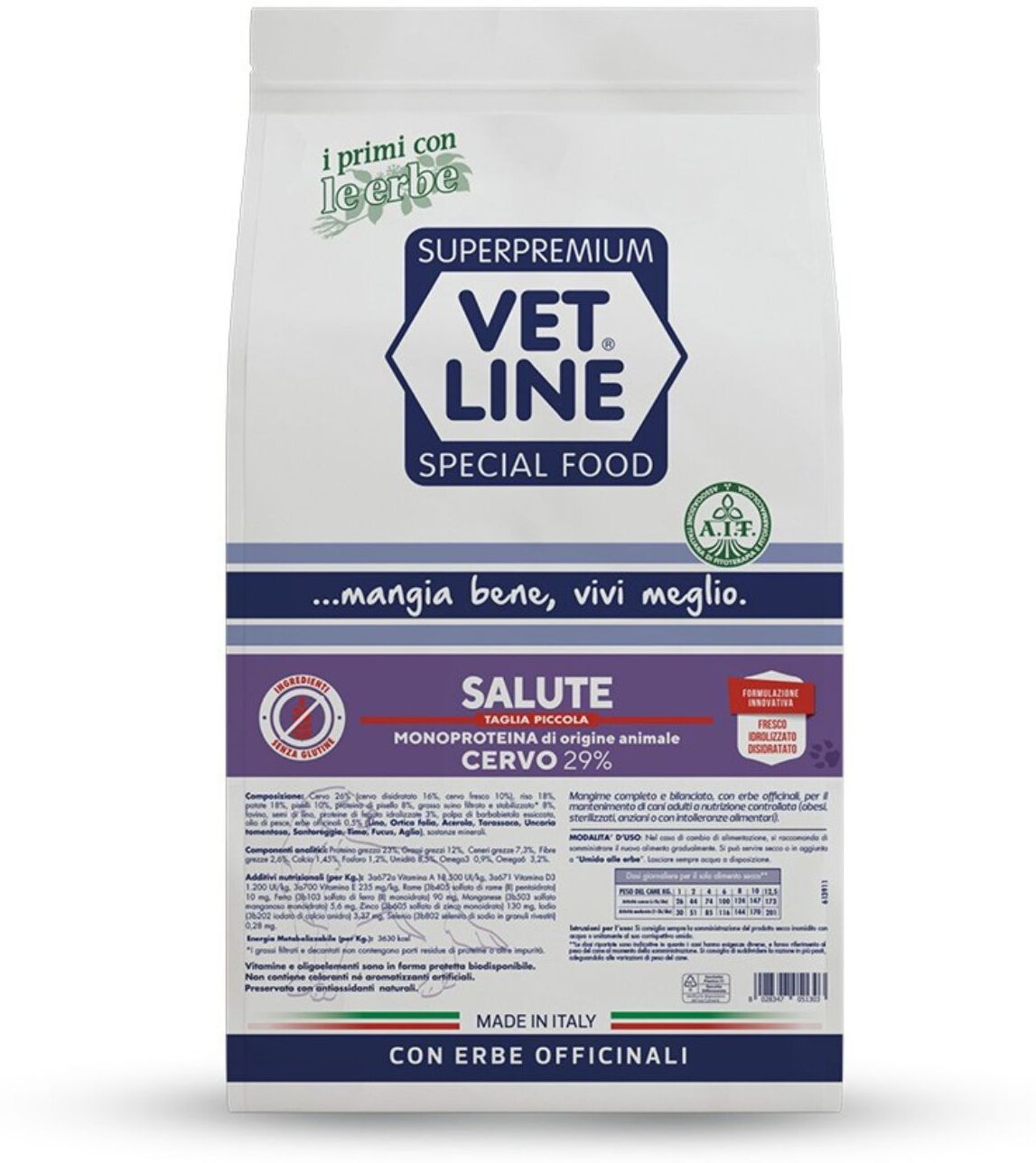 Vetline Vet Line Salute Cervo Piccola Taglia per Cani Adulti di Piccola Taglia Monoproteico 12,5 Kg