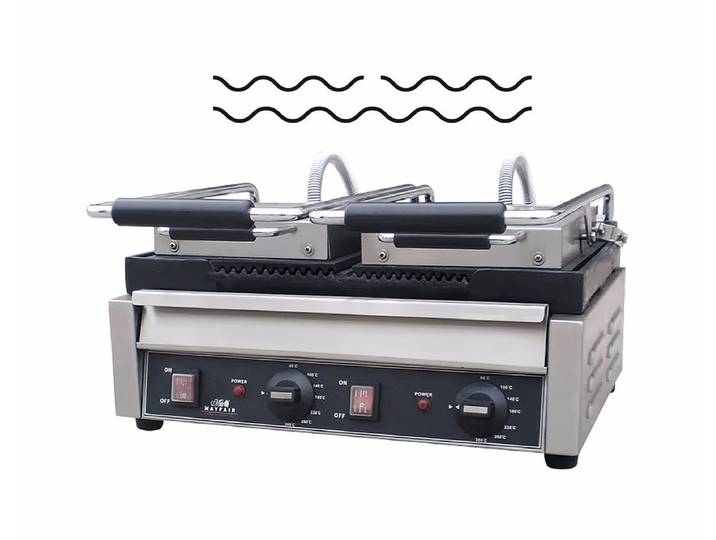 Mayfair Paninigrill 2 Deckel gerillt gross Kontaktgrill – Gastro Grill/Griddleplatte – metall