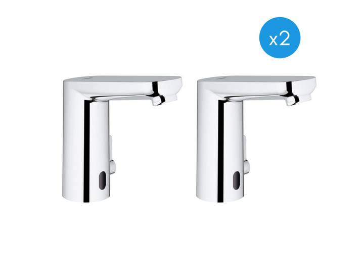 Eurosmart Cosmopolitan E Lot de 2 mitigeurs lavabo infrarouge 1/2″, limiteur de température ajustable, Chrome (36327001-DUO)