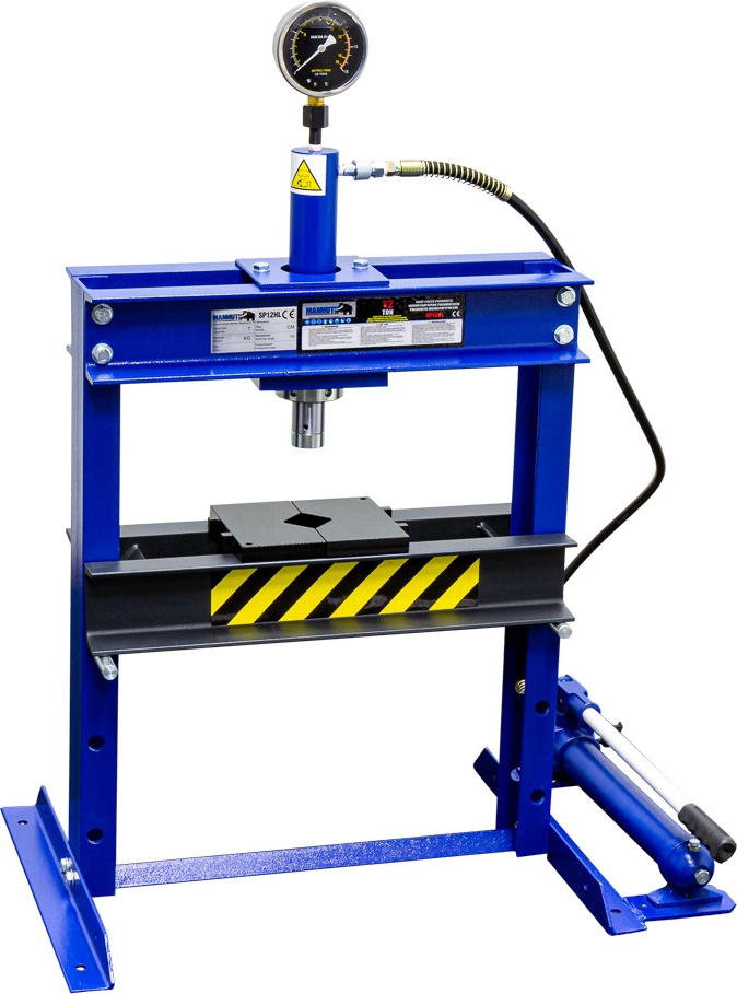 Profi Werkstattpresse 12t blau Lagerpresse manuelle Industriepresse Hydraulikpresse Handpumpe mit Manometer