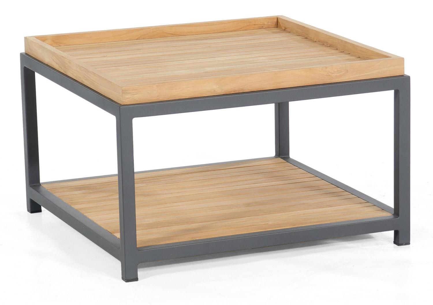 Lounge-Tisch Squarre 72x72x45 cm mit Teakholzplatte