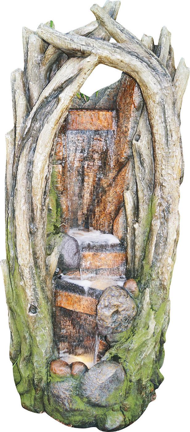 Granimex Monic Polystone Eck-Wasserfall mit Pumpe und LED-Beleuchtung Zierbrunnen Wasserspiel 151x66x60 cm