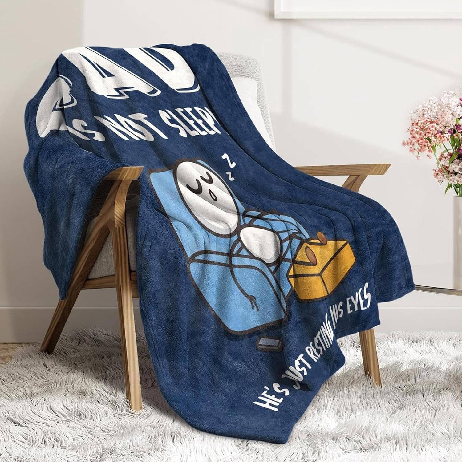 Dekentje voor volwassenen met Funny Dad is Not Sleeping Bed Gooit print