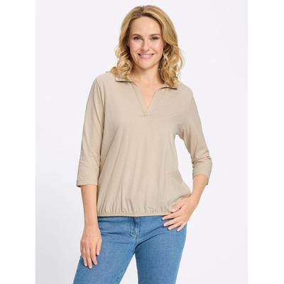 Poloshirt CLASSIC BASICS "Shirt", Damen, Gr. 40, beige (sand), 100% Baumwolle, unifarben, Shirts