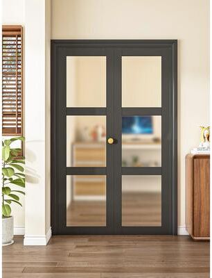 Nuzanto 80 in.White Double 3-Lite Bi-Fold Doors Frosted Glass Solid Manufactured With Installation Hardware Kit