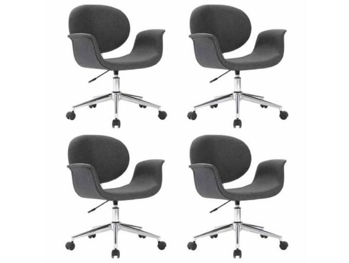 Fisinber Esszimmerstühle 4er Set Drehbar Höhenverstellbar Stoff Grau 360-Grad-Drehfunktion und leichtgängige Rollen für flexible Nutzung in Schlafzimmer, Arbeitsbereich oder Lounge.