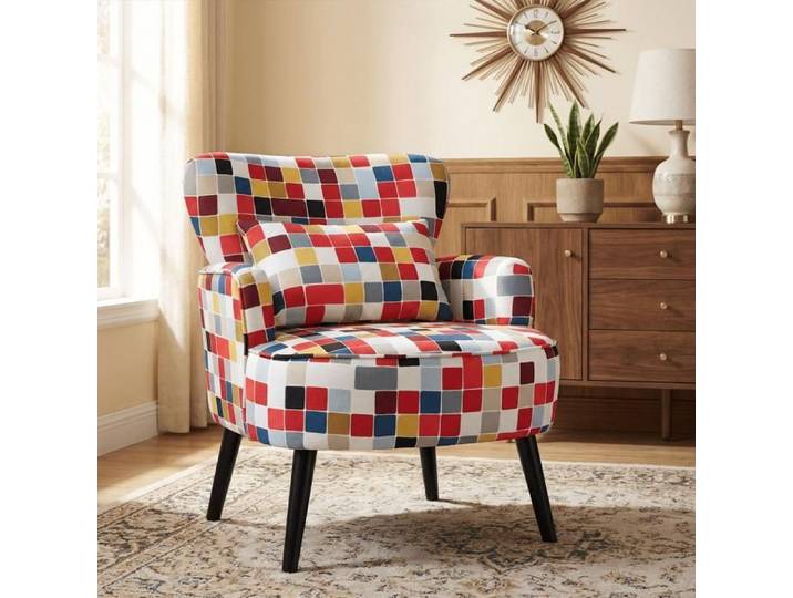 Fauteuil de Salon - HOMEMiYN -Motif Mosaïque Colorée - Polyvalence d'usage et Confort optimal