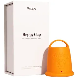 Beppy, Menstruationstasse, «Cup» Orange Menstruationstasse aus Silikon, latexfrei, mit Entnahmeschlaufe