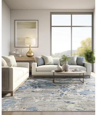 Style Haven Emery Modern Abstract Grey/ Blue Mixed Pile Area Rug