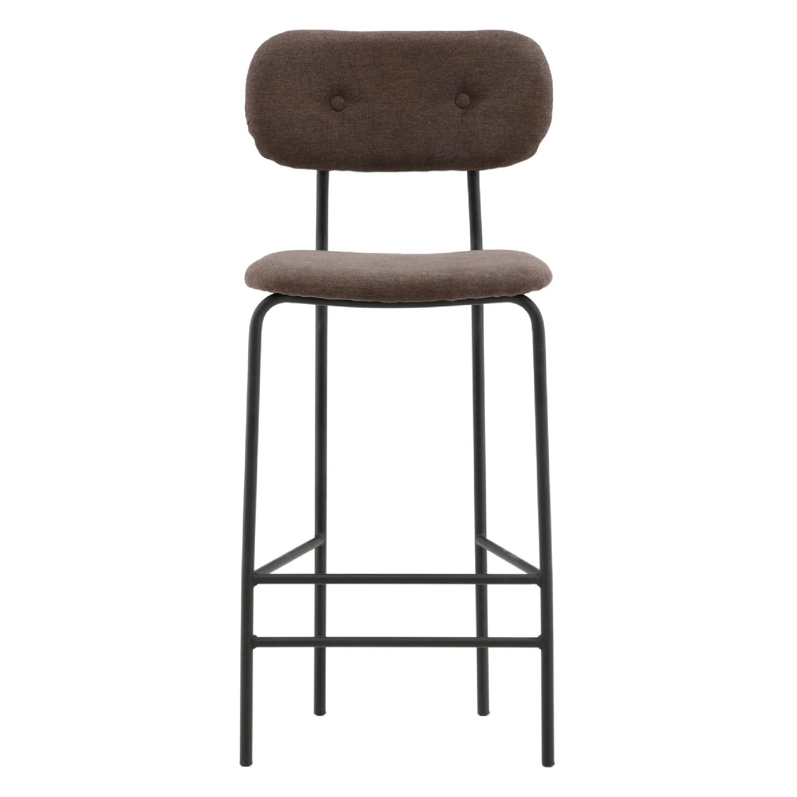 QUVIO Peno Barkruk 2-pack - Scandinavisch design - Matzwart en Donkerbruin Linnen