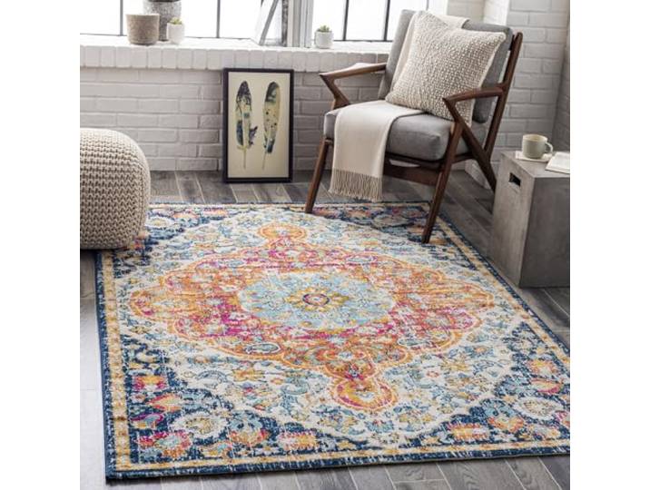 Livabliss Dundee Aflou Vintage Teppich 200x275 cm – Fuchsie, Orange, Blau