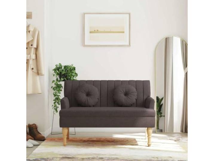 TEKGHUT Sitzbank mit Kissen Dunkelbraun 113x64,5x75,5 cm Stoff Strapazierfähiger Stoff, atmungsaktiv, langlebig, Beine aus massivem Kautschukholz, Gestell aus Sperrholz, 110 kg pro