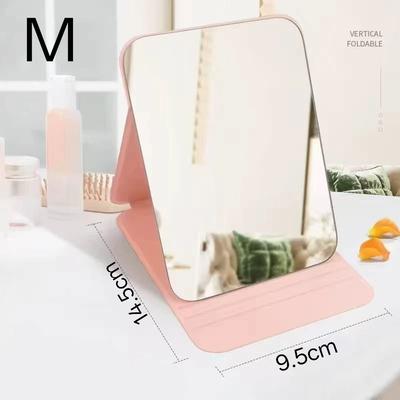 Uplifted Finds Portable Compact Folding Desktop Makeup Mirror With Storage Base pink M