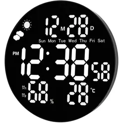 Lean Toys, Wanduhr, Digitale LED-Wanduhr mit Datum, Temperatur, Luftfeuchtigkeit und Weckfunktion, Fernbedienung, 25 cm (25 cm)