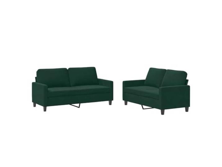 GHVBNMF 2-tlg Sofagarnitur mit Kissen Dunkelgrün Samt 2er Couch Set Elegantes Samtsofa Set für Wohnzimmer und Schlafzimmer, dicke Polsterung und stabiles Metallgestell inklusive 4 Kissen.