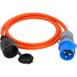 Berger Ultimate Adapterleitung CEE-Stecker auf Schutzkontaktkupplung 1,5 m Orange