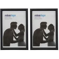 Relaxdays 4 x Bilderrahmen 10 x 15 cm schwarz Schwarz