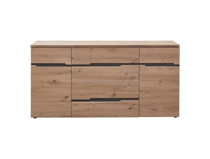 Sideboard, 165x82, 3 Türen, 3 Schubladen, Artisan Eiche Dekor, Graphitgrau