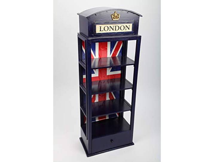 point home Design-Regal London, Regal aus Holz, Lifestyle-Möbel im Retrolook, Schublade, blau, 105cm