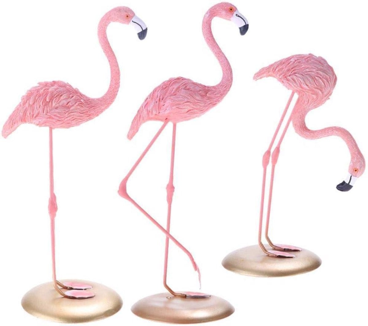 Set van 3 Roze Flamingo Beeldjes voor Decoratie
