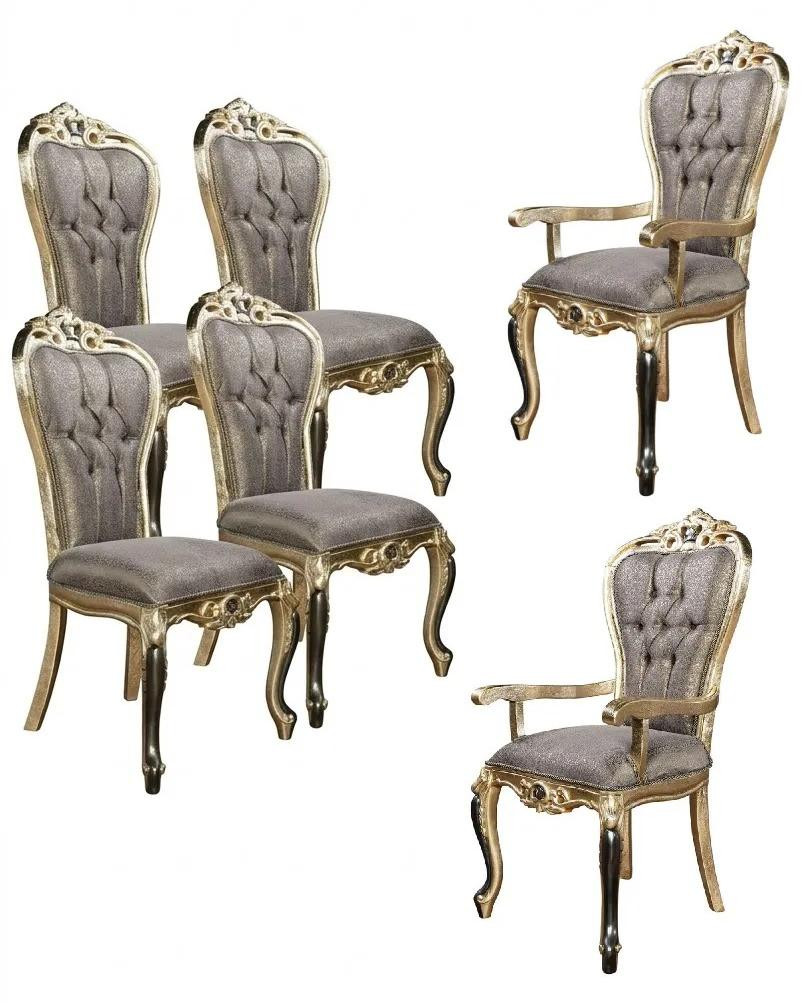 Set van 6 stijlvolle JVmoebel eetkamerstoelen in klassiek design voor de keuken of woonkamer