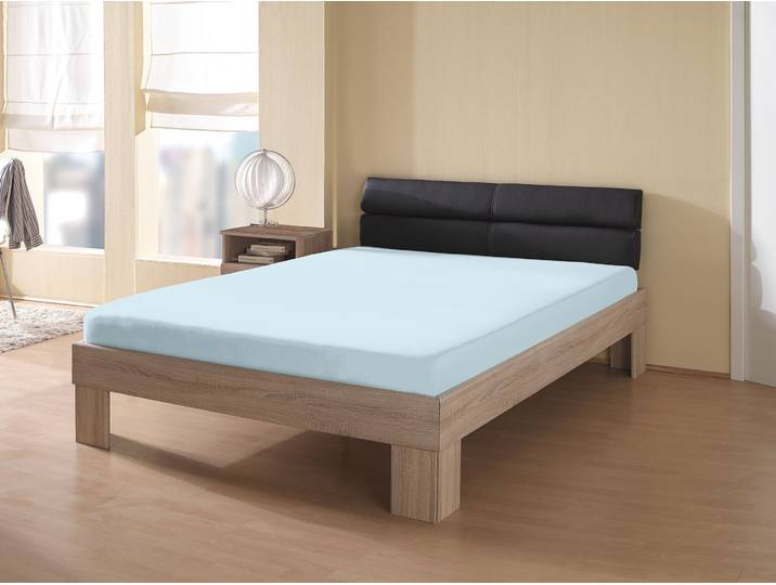 Spannbettlaken KUM Interlock-Jersey Spannbetttuch , blau (hellblau), L:200cm, Interlock-Jersey, Obermaterial: 100% Polyester, Bettlaken, Spannbettlaken, bis ca. 30 cm Matratzenhöhe