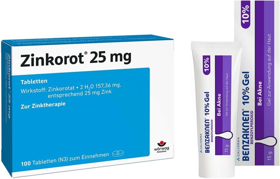 Zinkorot 25 Mg Tabletten + Benzaknen 10% Gel