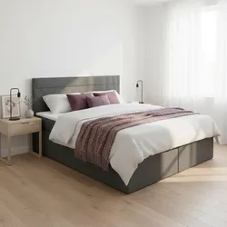 Boxbett Rosa Dunkelgrau ca. 180x200 cm mit Topper