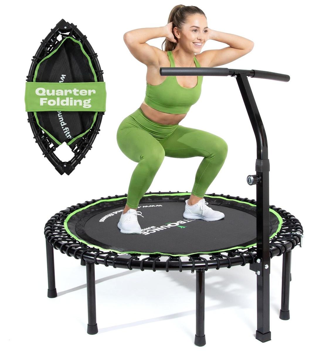 Mini-Trampolin - Klappbar - Geräuscharm - 44 Zoll Durchmesser - Mit Handgriff - Für den Innenbereich
