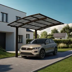 agadon Aluminium Carport Design Bogendach 495 x 270 cm 75 kg/qm Mattbraun