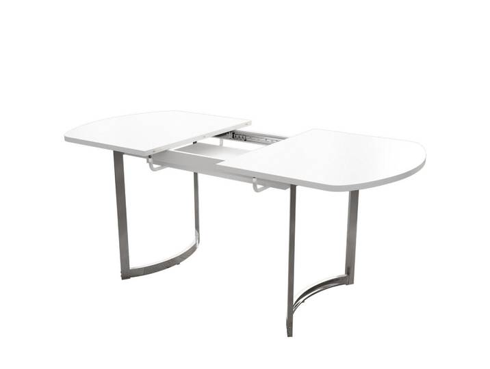 Okwish Esstisch Ausziehbarer 140/180/80 cm weiß mit versilberten Tischbeinen, Weiß, 80x75x180 cm, Esszimmer, Esstische