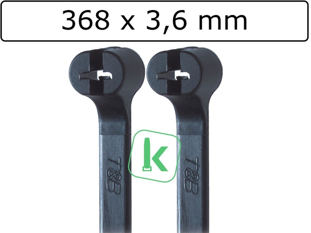 Thomas & Betts Ty-Rap UV-bestendige kabelbinders Zwart 3,6 x 368 mm