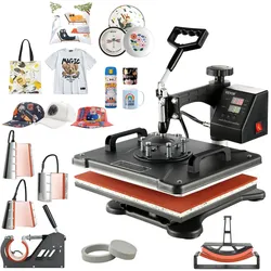 VEVOR Transferpresse 8 in 1 Heißpresse Maschine 38 x 30 cm T-Shirt Presse Maschine Hitzepresse Maschine DIY Heißpresse mit Digitaler LED-Temperatur-
