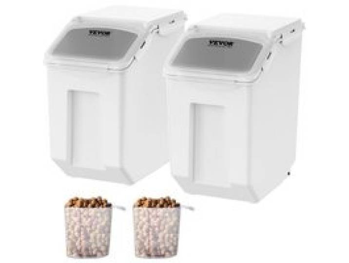 VEVOR Mottensichere Vorratsdosen Aufbewahrungsbox Küche 15 L x 2, Sichtbarer Vorratsbehälter PP mit Deckel und Rollen, Luftdichter Behälter für Reis, Mehl, Zucker, Hülsenfrüchte, Nüsse, Tiernahrung