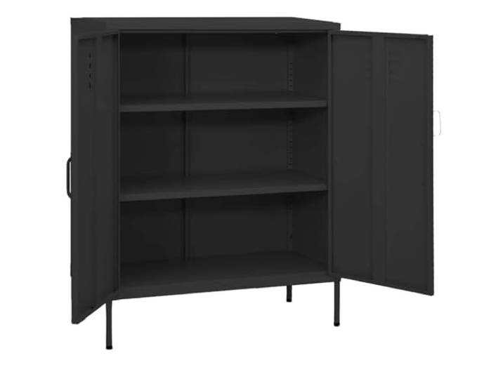 KLGBNCVE Lagerschrank Anthrazit 80x35x101,5 cm Stahl 2 Türen, Einlegeböden, Stellfüße, höhenverstellbar, Stahl, Bücher, Zeitschriften