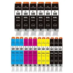 18 kompatible Druckerpatronen Canon PGI-580 XXL & CLI-581 XXL schwarz, cyan, magenta, gelb