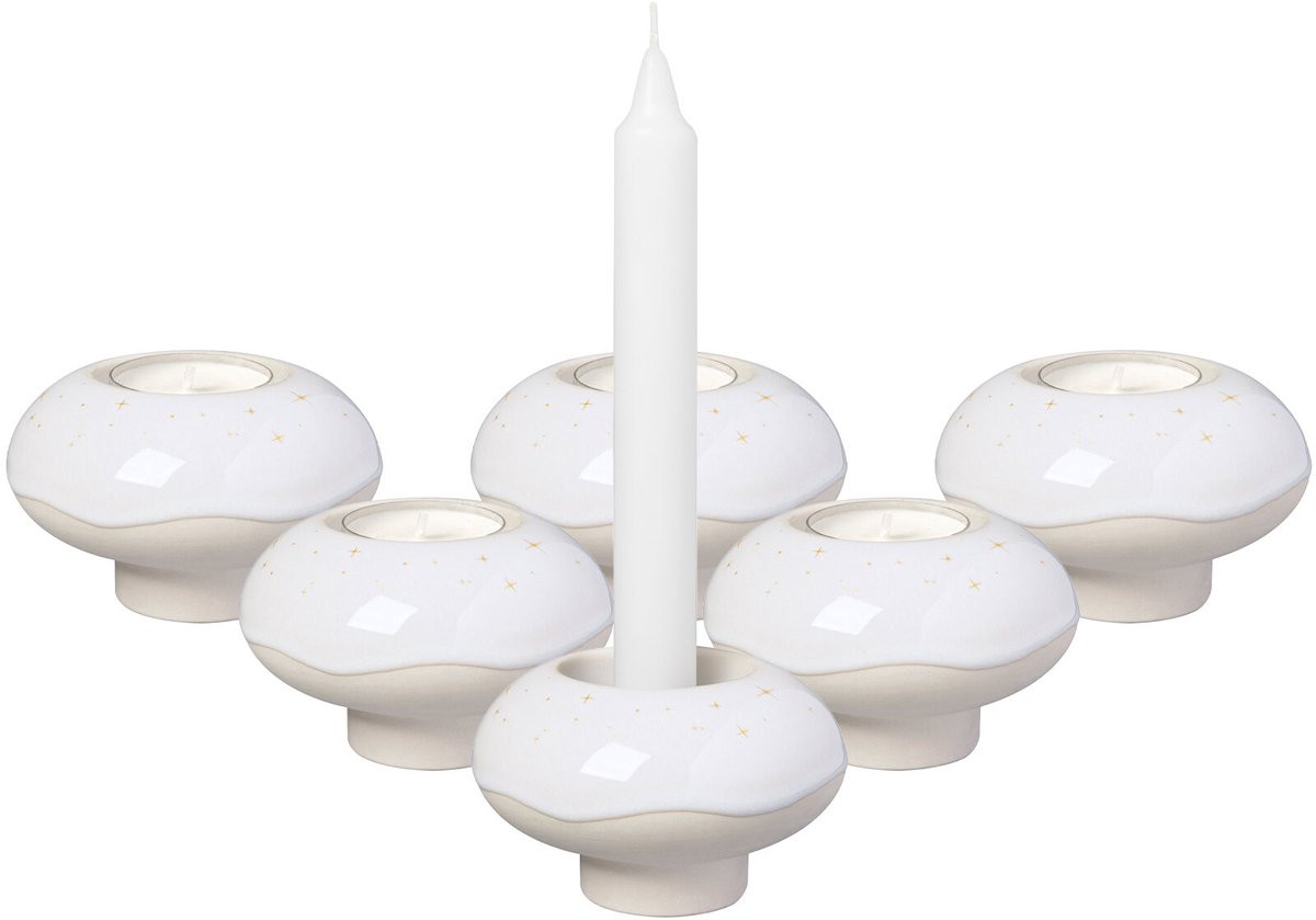Villeroy & Boch like. by Winter Glow Kerzenhouder Donut voor tealights, Set van 6, ø 9,1 cm