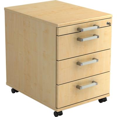 Hammerbacher Rollcontainer 58cm 3 Schübe Schloss Chromgriff Ahorn