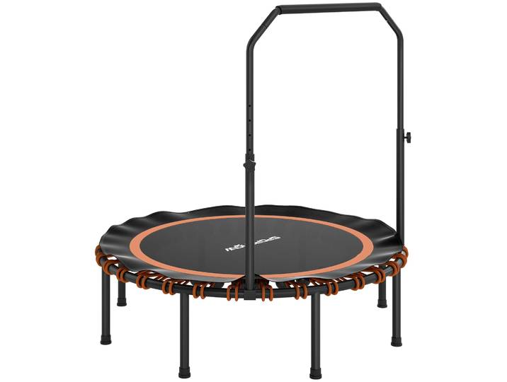SPORTNOW Fitness Trampoline met Verstelbare Leuning Bungeekoorden Inklapbaar Oranje 122 cm Diameter Gewrichtsvriendelijk Buiten Aosom.nl