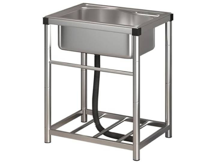 haiyusm Edelstahl Küchenspüle mit Unterschrank für den Outdoor-Einsatz - Mobiles Waschbecken mit Wasserhahn für Garten, Camping und Werkstatt (Without taps,50×37cm)