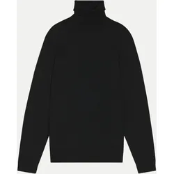 Slim-Fit Rollkragenpullover aus Merinowolle Schwarz M