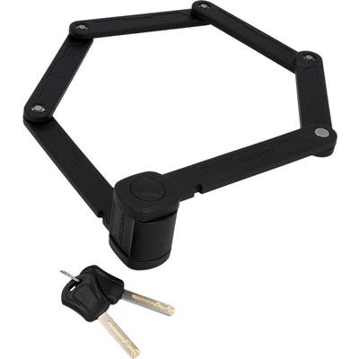 Faltschloss FISCHER FAHRRAD "FISCHER Faltschloss inkl. Halterung", schwarz, Sicherheitsschlösser, 4 Stk., Stahl, B:8cm L:85cm Ø:25mm