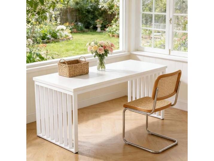 Bureau droit - ZEVKOR - Bureau Droit 2 Personnes - Plateau MDF 2 5 cm - 180×60×76 cm - Pieds métal réglables
