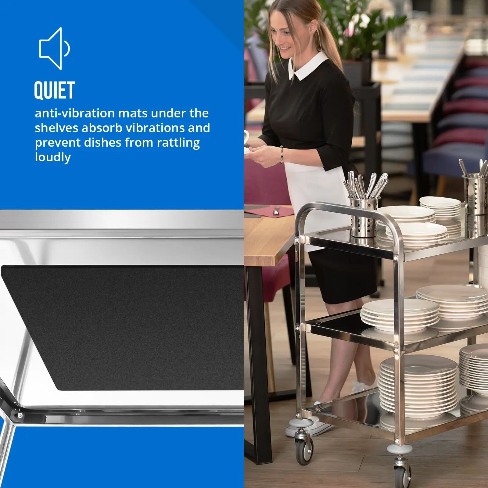 Royal Catering Carrello di servizio - 3 ripiani - fino a 500 kg RCSW 3