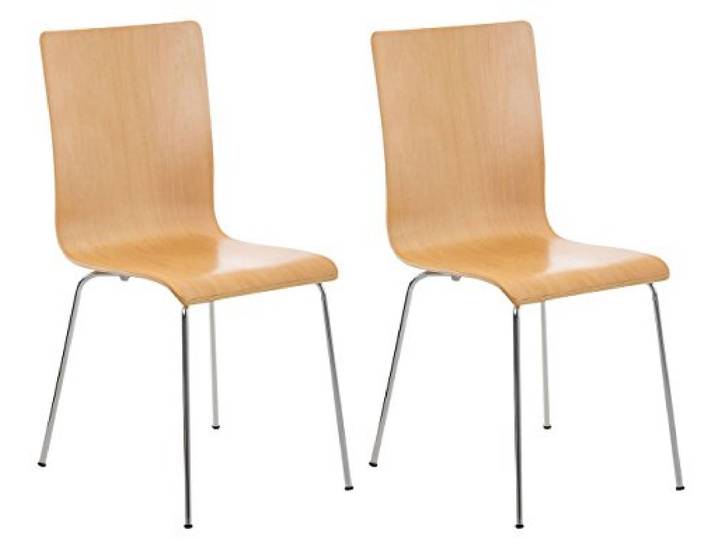 CLP 2er-Set Wartezimmerstuhl Pepe mit ergonomisch geformten Holzsitz und Metallgestell I 2X Konferenzstuhl I erhältlich, Farbe:Natur