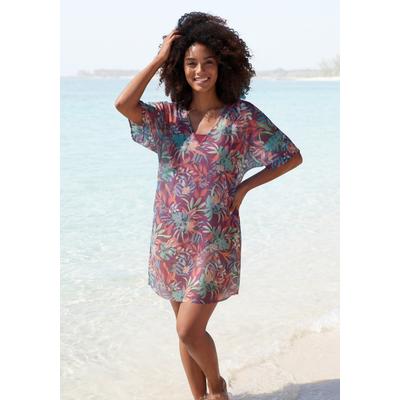 Chiffontunika VENICE BEACH, Damen, Gr. 36, bunt (beere bedruckt), Chiffon, Obermaterial: 100% Polyester, bedruckt, figurumspielend mini, V-Ausschnitt, Tuniken, mit Alloverdruck, leicht transparente Strandtunika